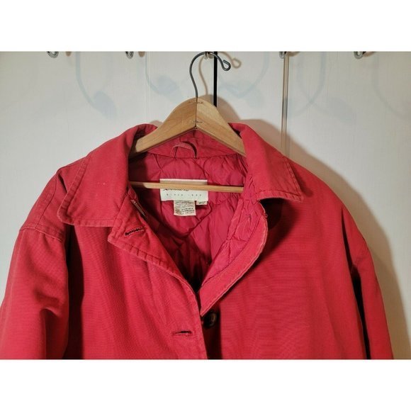 Women Eddie Bauer Small S Canvas Jacket Heavy Red - Picture 2 of 12